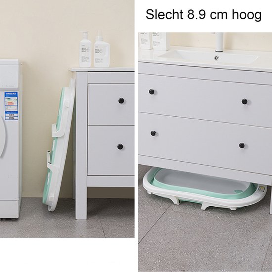 Allernieuwste.nl® Opvouwbaar Opklapbaar BabyBad met Thermometer Badkussen en Standaard - Kinderbadje Babybadje Kleur Groen van Merkloos — afbeelding 3