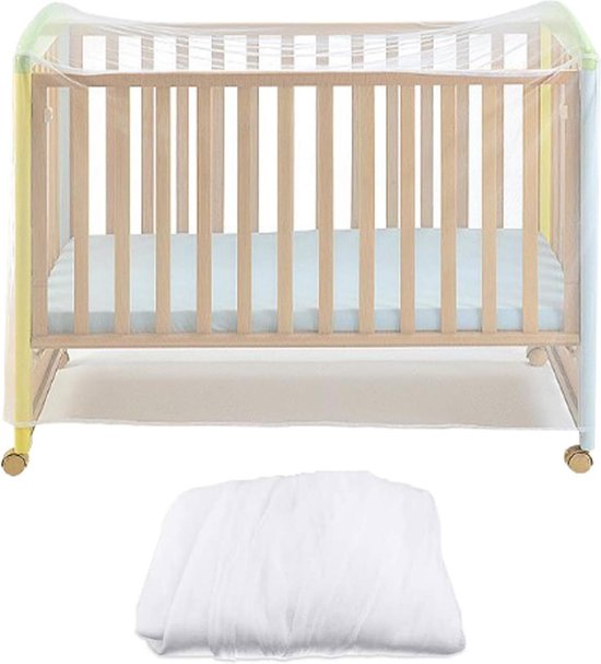 Bizcasa 2-delige babybedbumperset,ademende bedbumper aan 4 zijden met 3D-meshvoering voor optimale luchtcirculatie en bescherming van de randen,verstelbaar en afneembaar - 340cm x 30cm 160cm x 30cm