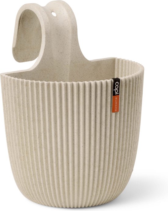 Foto: Capi europe balkonbak groove made with zaagsel beige 21x28 zaagsel beige bloempot voor binnen en buiten capi made with gemaakt van gerecycled materiaal levenslang garantie ibgsw544