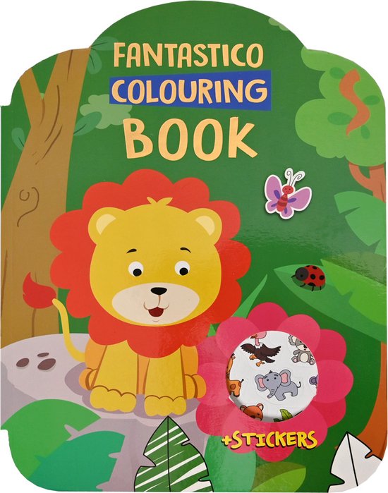 Safari Kleurboek - Fantastico Colouring Book - Stickerboek - Kleurboek Peuter - Kleurboeken voor Kinderen - Tekenboek voor Kinderen - Tekenen Kinderen - Kleurplaten - Kleurboek Dieren - 48 Pagina's - 21,5 x 28 cm - Vanaf 3 jaar - Multi Kleuren