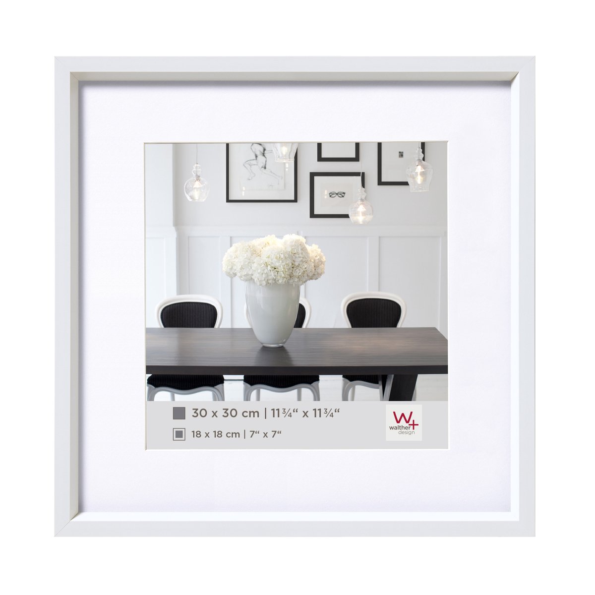 Walther Steel Style - Kunststof lijst - Fotoformaat 20x20 cm - Wit