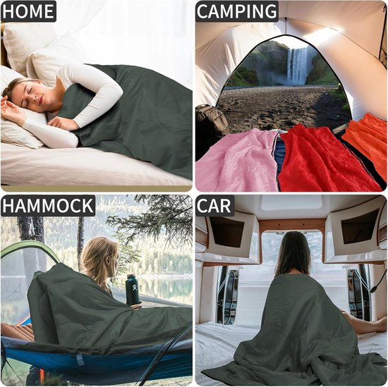 Slaapzak kleine pakmaat - dekenslaapzak licht - dun - zomer - kamperen - outdoor - volwassenen - wandelen - binnen van Merkloos — afbeelding 4