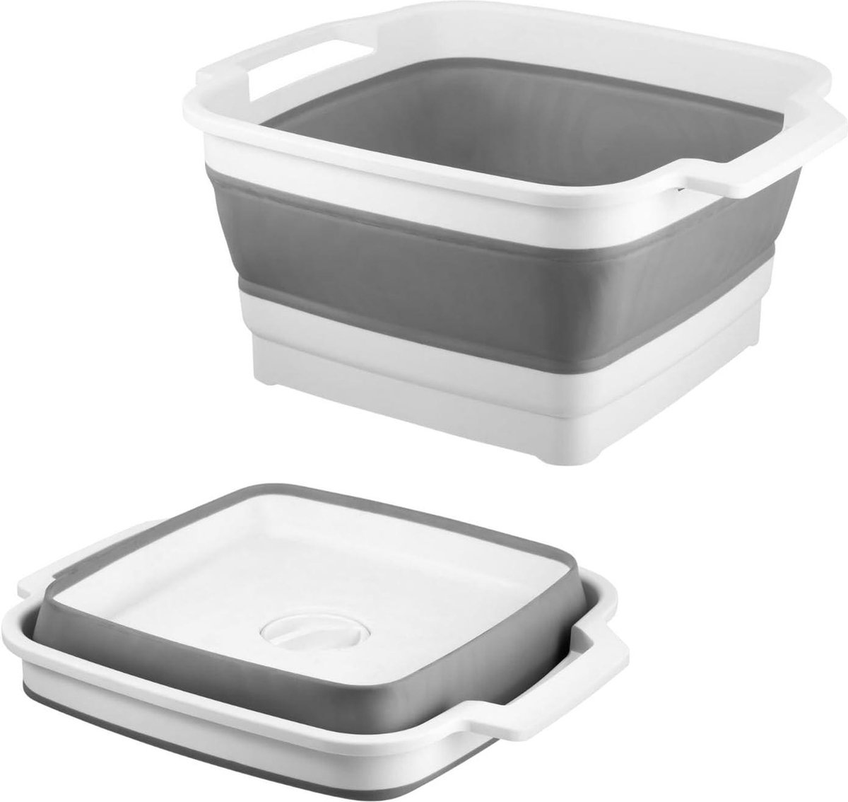 Goedkoopste Opvouwbare afwasteil met afvoerplug - 9 liter capaciteit - draagbare waskom - ruimtebesparende gootsteen - keukenopbergbak - groentenwasbak - camping grijs Opvouwbare afwasteil