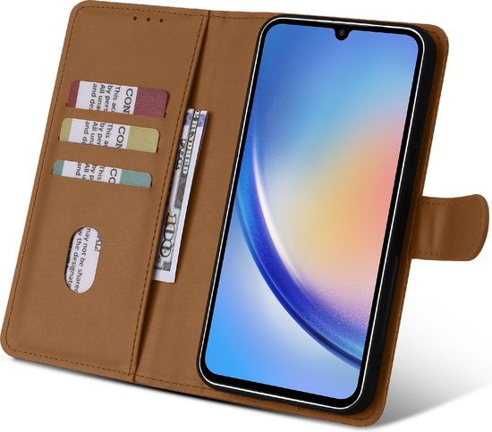 Casemania Étui pour Samsung Galaxy S24 - Marron - 2 en 1 Magnétique Détachable Book Case