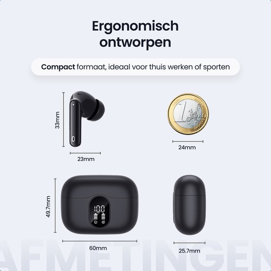 Siltcon® SoundWave Pro 1 - Draadloze Oordopjes – Oortjes Draadloos – Oordopjes – Oortjes - Bluetooth Oordopjes - Noise cancelling ANC+ENC - Universeel - BT 5.3 - Zwart