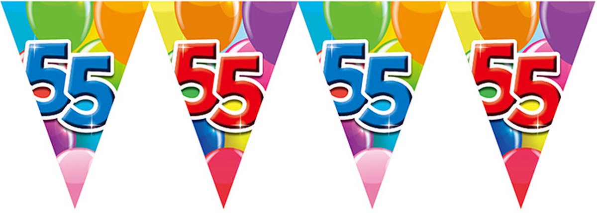 3x Vlaggenlijn 55 jaar 10 meter - Verjaardag Feestje Vlag Vlaggen Versiering Slinger Feestdecoratie Decoratie