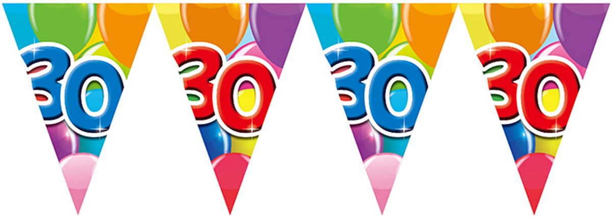 3x Vlaggenlijn 30 jaar 10 meter - Verjaardag Feestje Vlag Vlaggen Versiering Slinger Feestdecoratie Decoratie