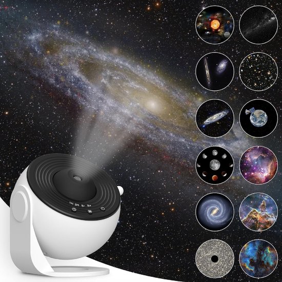Macchiatto Sternenhimmelprojektor, Planetarium, Projektor, Galaxie mit 13 Filmscheiben, Nachtlicht, Projektor, 360 ° drehbar, für Schlafzimmer, Decke, Geschenke für Kinder und Erwachsene