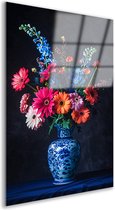 Peinture de Fleurs - Peintures nature sur verre - Peinture sur Glas Vase - Peinture rurale - Peinture sur plexiglas - Décoration salle verre acrylique 70x105 cm