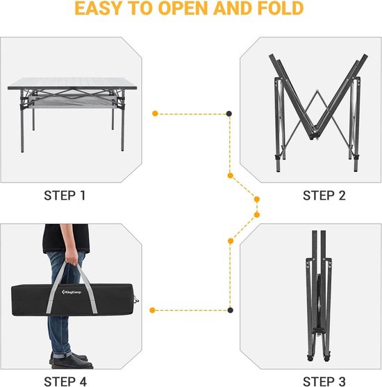 Aluminium oprolbare klaptafel voor camping en tuin - geschikt voor 4-6 personen tot 80 kg Vouwtafel van Lumos Aptuit — afbeelding 5