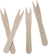 Papstar Snack vorkjes - patat vorkjes - friet vorkjes - 50x stuks - hout- 8.5 cm - Milieuvriendelijke/milieubewuste keuze