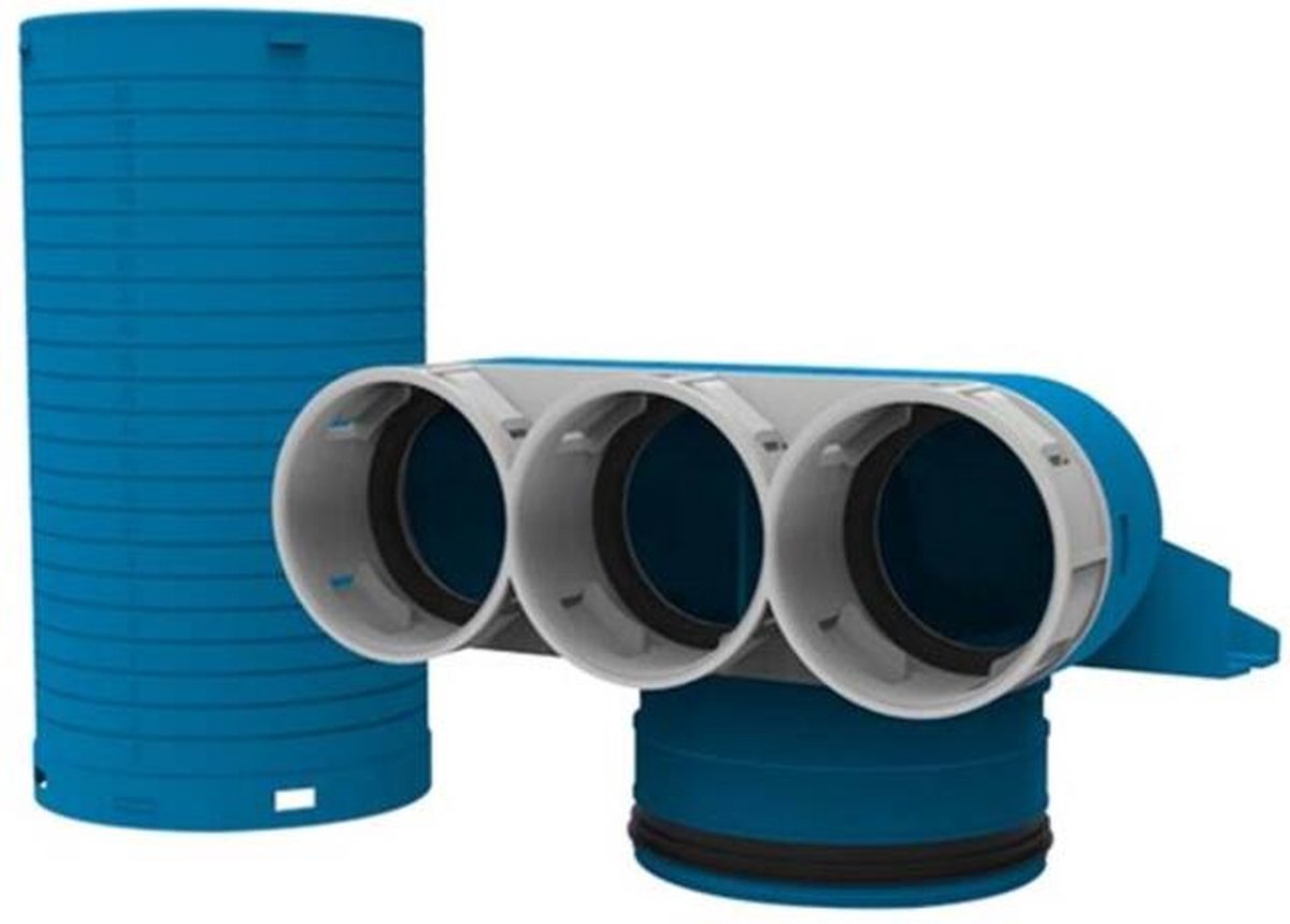 Vent-Axia Uniflexplus ventielcollector 3 x Ã˜69mm met speciedeksel Ã˜125mm H=250 90Â° (lang)