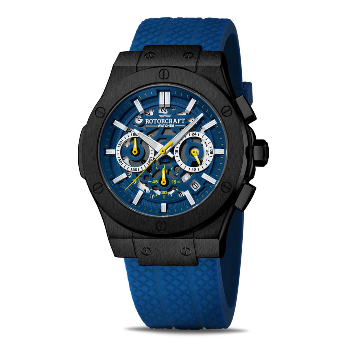 Rotorcraft Watches - Raven - RC5503 - herenhorloge chronograaf - zwart en blauw - 45 mm