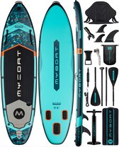 Bol.com MyBoat Bass Hunter PRO Peddel Board voor Vissen | Extra zitje inbegrepen + vishengel houder | hengelhouder gemonteerd o/... aanbieding