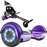 Ampes Hoverboard - Bluetooth Speaker - 24V 4.0 Ah Accu - Oxboard - 12 km/h - UL2272 Gecertificeerd - LED Verlichting - Anti lek banden - Belastbaar tot 120KG - 6.5 Inch - Inclusief Draagtas - 700W - Paars + Hoverkart met vering