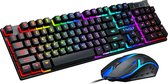 Gaming Combo Set - Mechanische Toetsenbord & Muis -  Mechanical Keyboard -   Mechanische Gevoel Toetsenbord - LED RGB Verlichting - Bedraad - QWERTY - Computer - Zwart