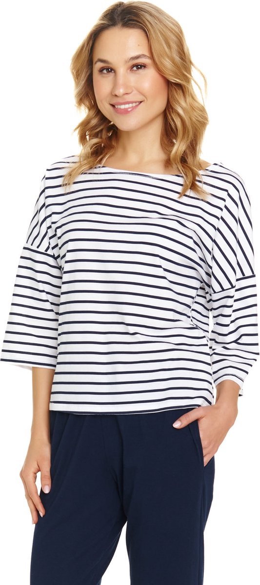 Doctor Nap Dames Pyjama Winter Grote Maten Marine PB.7122 38 / Wit