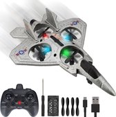 Drone Voor Kinderen en Beginners - RC Bestuurbare Speelgoed Vliegtuig - Straaljager Radiografisch - Mini Kinder Drone Voor Binnen en Buiten - Vliegtuigen - Oplaadbaar - Licht en Geluid - Grijs - Silvergear