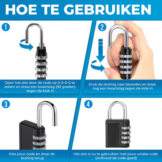 Igoods Combinatieslot - Hangslot - Cijferslot - Kofferslot - Cijferhangslot met 4 Cijfers - Universeel - Grijs