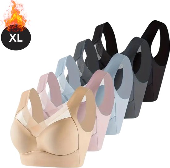 Nivard Set de BH -gorge sans armatures - Sans Bracelets - Soutiens-gorge -gorge Push -up - Soutien-gorge Comfort - Confortable - Solide - Femme - Lot de 5 - Mixte - Taille XL