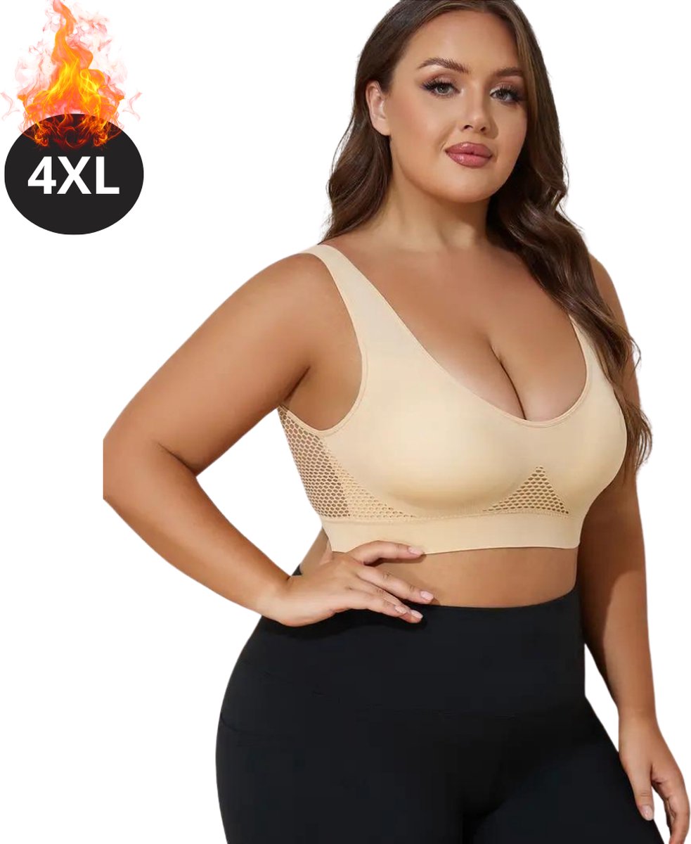 Nivard BH Zonder Beugel - Zonder Bandjes - Push-up Bh's - Comfort Beha - Comfortabel - Sterk - Dames - Plus Size - Beige