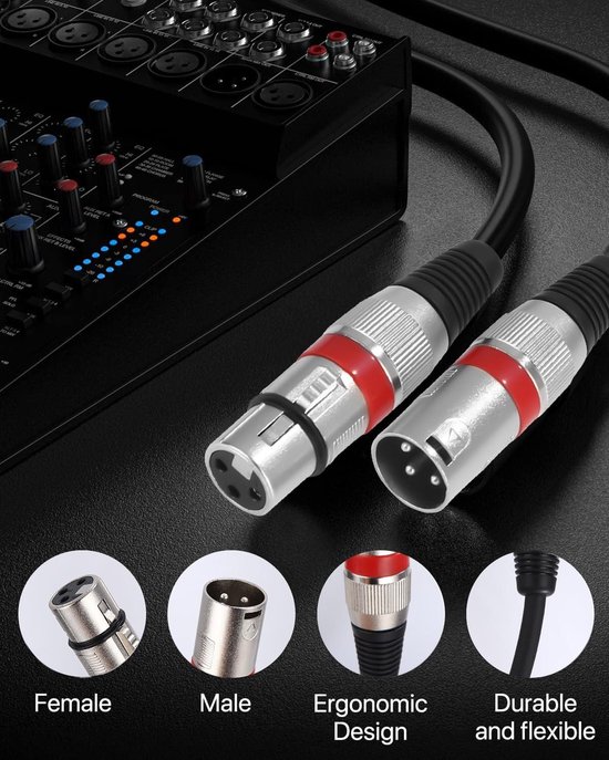 XLR kabel 8M, FIBBR microfoonkabel Nylon gevlochten XLR mannelijk naar vrouwelijk Heavy duty gebalanceerd microfoonsnoer Compatibel met voorversterkers/luidsprekersystemen en meer