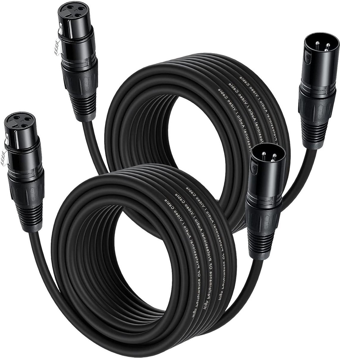 33ft 2-Pack Balanced XLR Male to XLR Female Extension Cable - Studio Recorder Microphone Mixer Speaker System Phantom Power - 10M