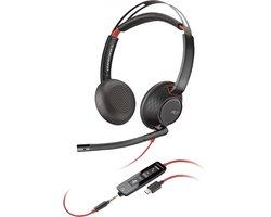 HP Poly Headset Blackwire C5220 Stereo USB- On Ear headset Computer Stereo Zwart Noise Cancelling