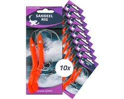 Eurocatch Sandeel Rig - Japanese Red - 2-Haken - 10 Stuks - Zeeonderlijn - Paternoster - Zeevissen - Kabeljauw - Zeebaars