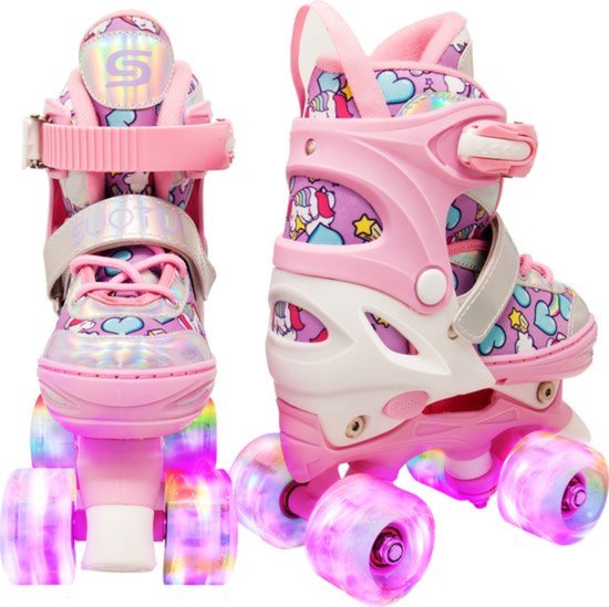 Suotu Rolschaatsen Verstelbare lichtgevende wielen Maat 30 33 Roze M bol
