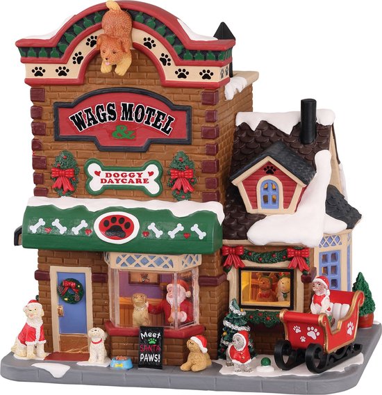 Lemax - 'Meet Santa Paws' - Verlicht gebouw - Exclusief adapter
