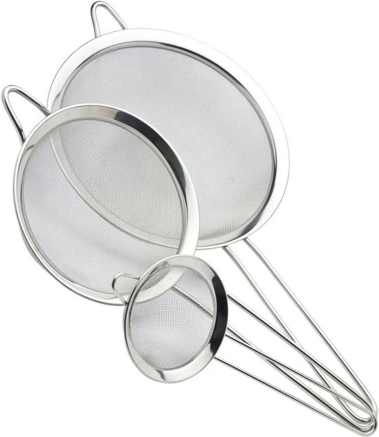 3 Stuks Keukenzeef Plastic Set - Fijne Zeven In 3 Maten Met Antislip Handgrepen Voor Kefir, Thee En Koffie