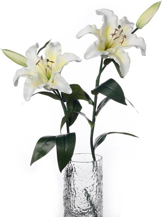 2 kunstbloemen lelies latex - 68 cm lange steel - voordelige lelie - echte aanraking - bloemenarrangement - decoratie voor bruiloft en feest - geel kunstboeket