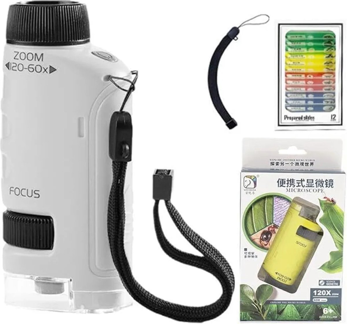 Jojoy MINISCOPE Draagbare Kindermicroscoop met LED-licht - Vergroting 60x-120x - Educatief Speelgoed met Smartphone Aansluiting