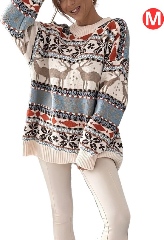 Bovista Kersttrui - Dames - Foute Kersttrui - Christmas Sweater - Kerst Sweater - Christmas Jumper - Pyjama - Winter - Maat M - Oversized