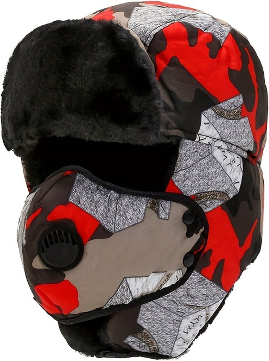 Bovista Wintermuts Heren Dames Volwassenen Muts Ski Mask Bivakmuts Balaclava Ski Masker Face Mask Full Face Mask Winter Masker Camo Rood