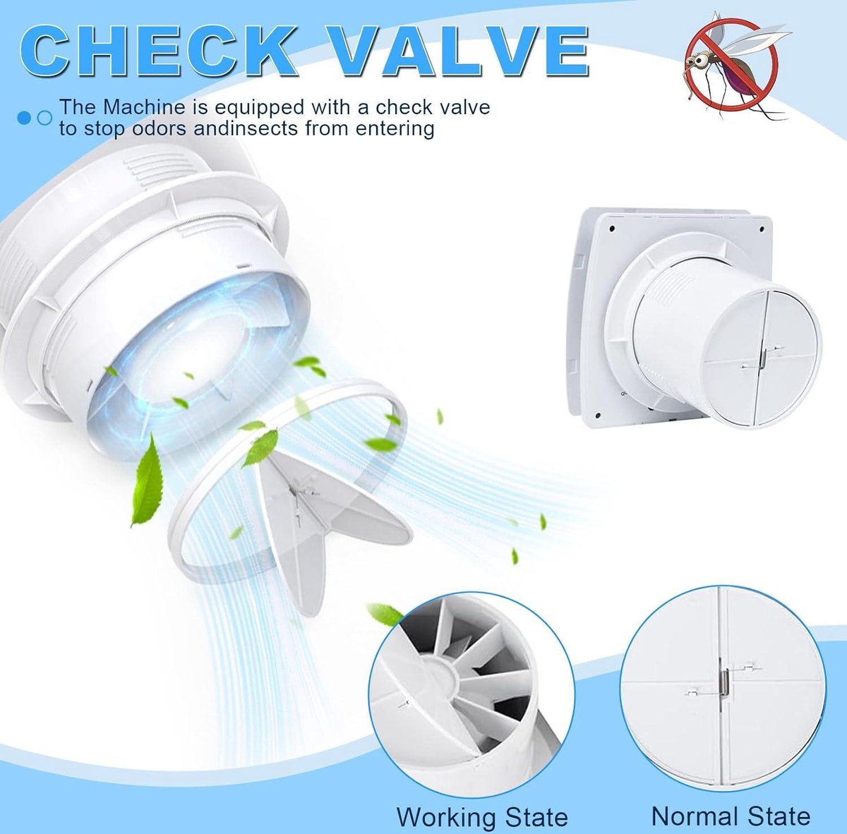 Sonnewelt Badkamerventilator, buisventilator 100 mm met terugslagklep, badkamerventilator, woonkamerventilator, badkamer, rookafzuiging, ventilator 130 m³/h buisventilator