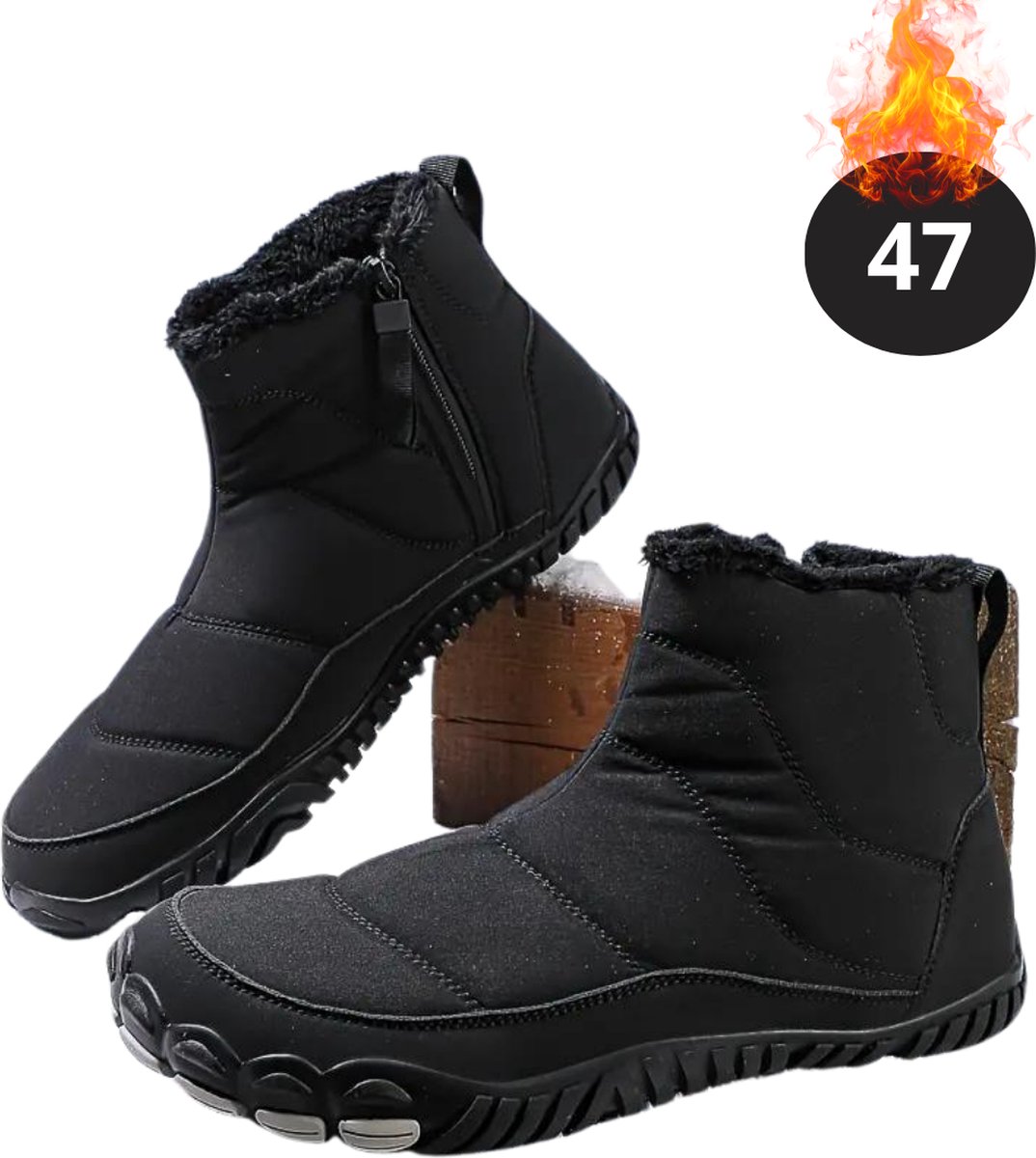 Nivard Snowboots Sneeuwschoenen Sneeuwboots Heren Wintersport Ski Skischoenen – 47- Antislip Zwart
