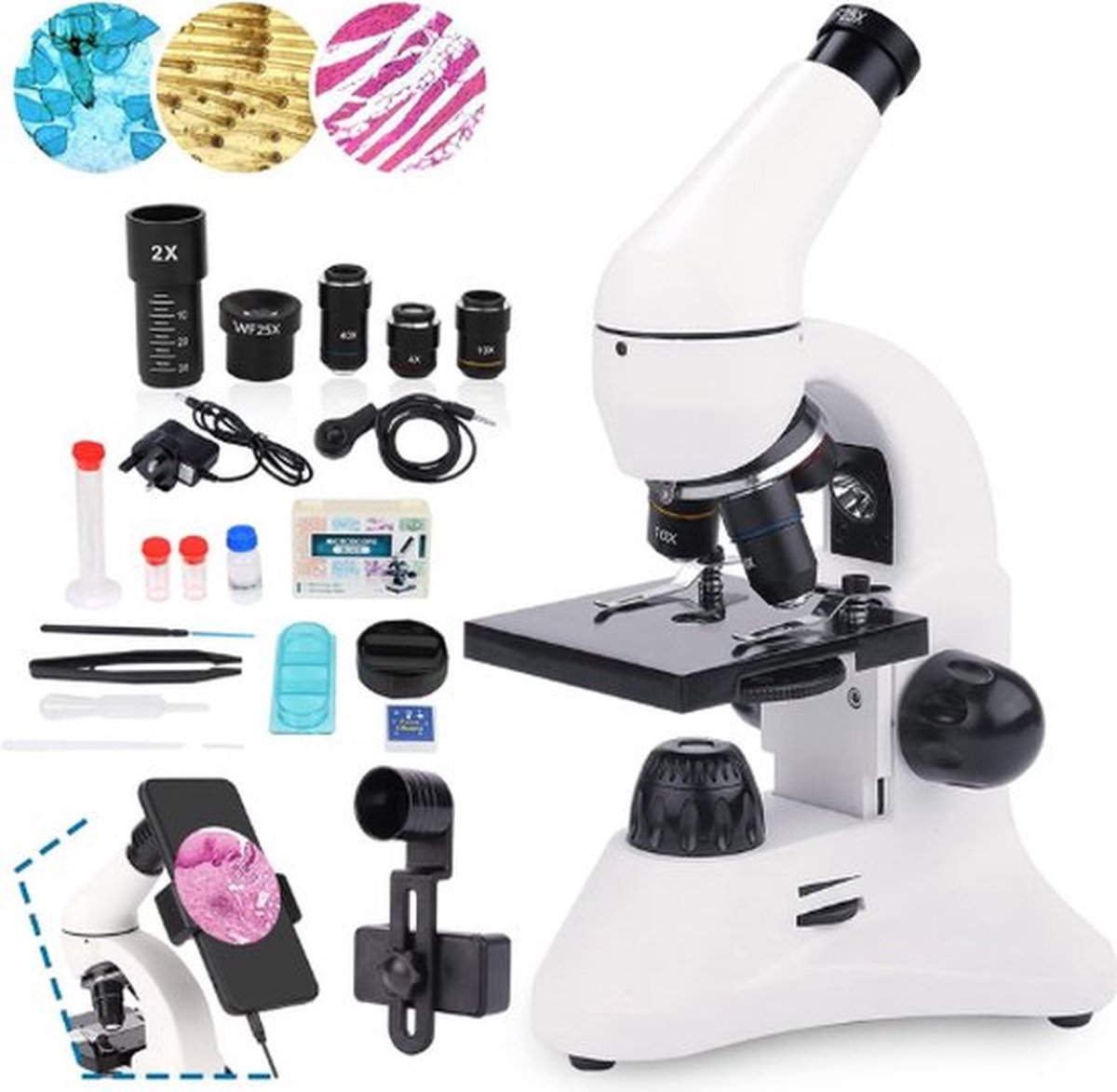 Bol.com Professionele Microscoop – Voor Kinderen – Digitaal – Junior – Inclusief Glaasjes – Volledige Set – LED – 2000X Zoom – K... aanbieding