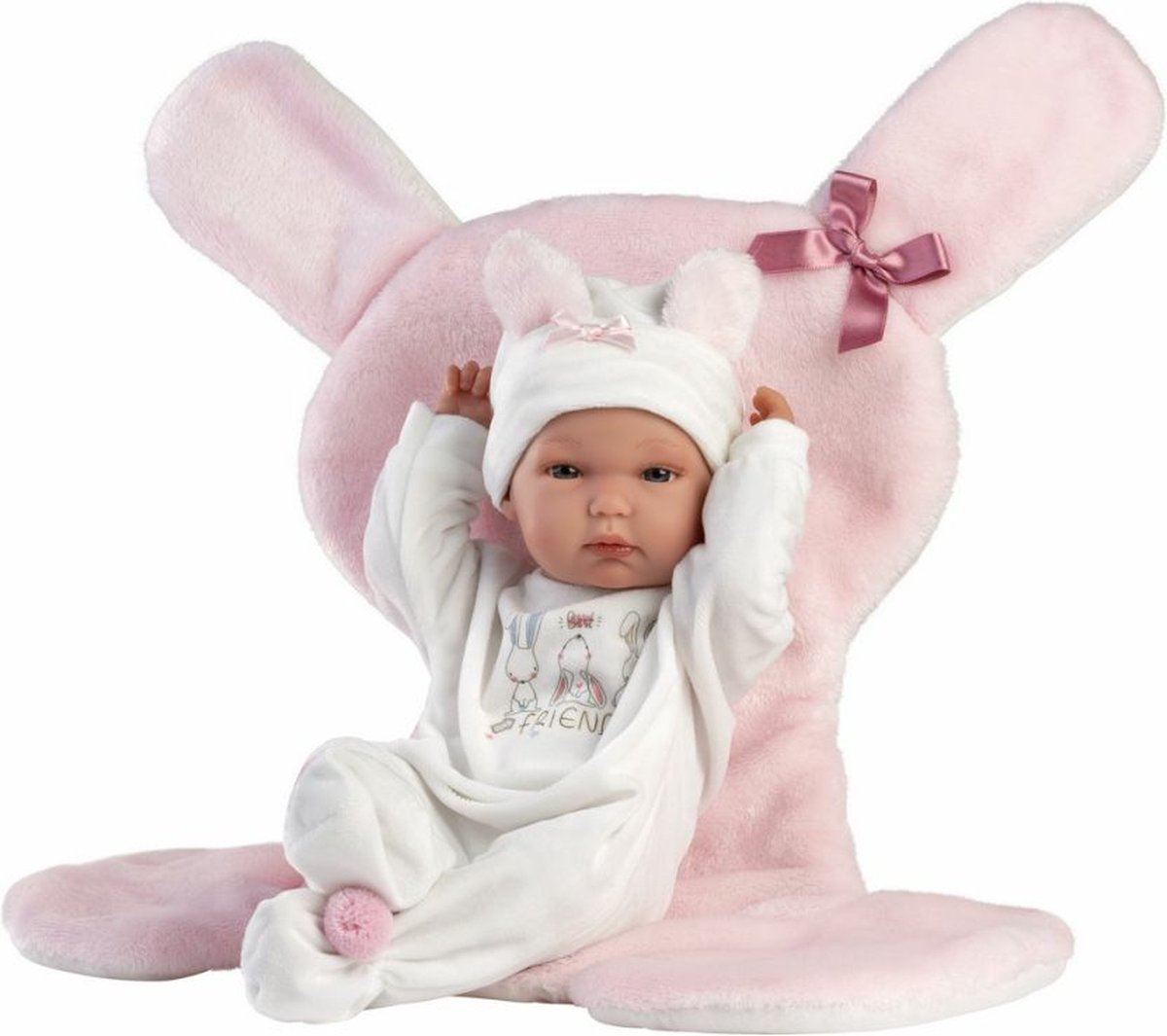 Llorens Babypop Bimba Roze met Konijn Kussen 35 cm