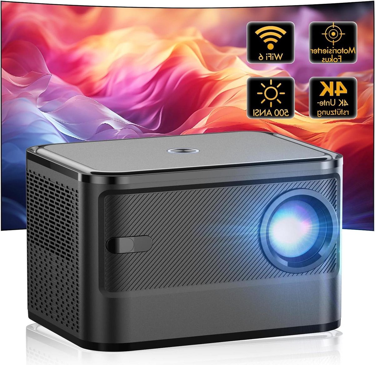 Ultimate Edition Beamer 4K-compatibele Full HD 1080P WiFi Bluetooth Smart-projector 18000 lumen elektrische focus-trapeziumcorrectie - smartphone-tablet-laptop-tv-box HDMI toegevoegd Beamer
