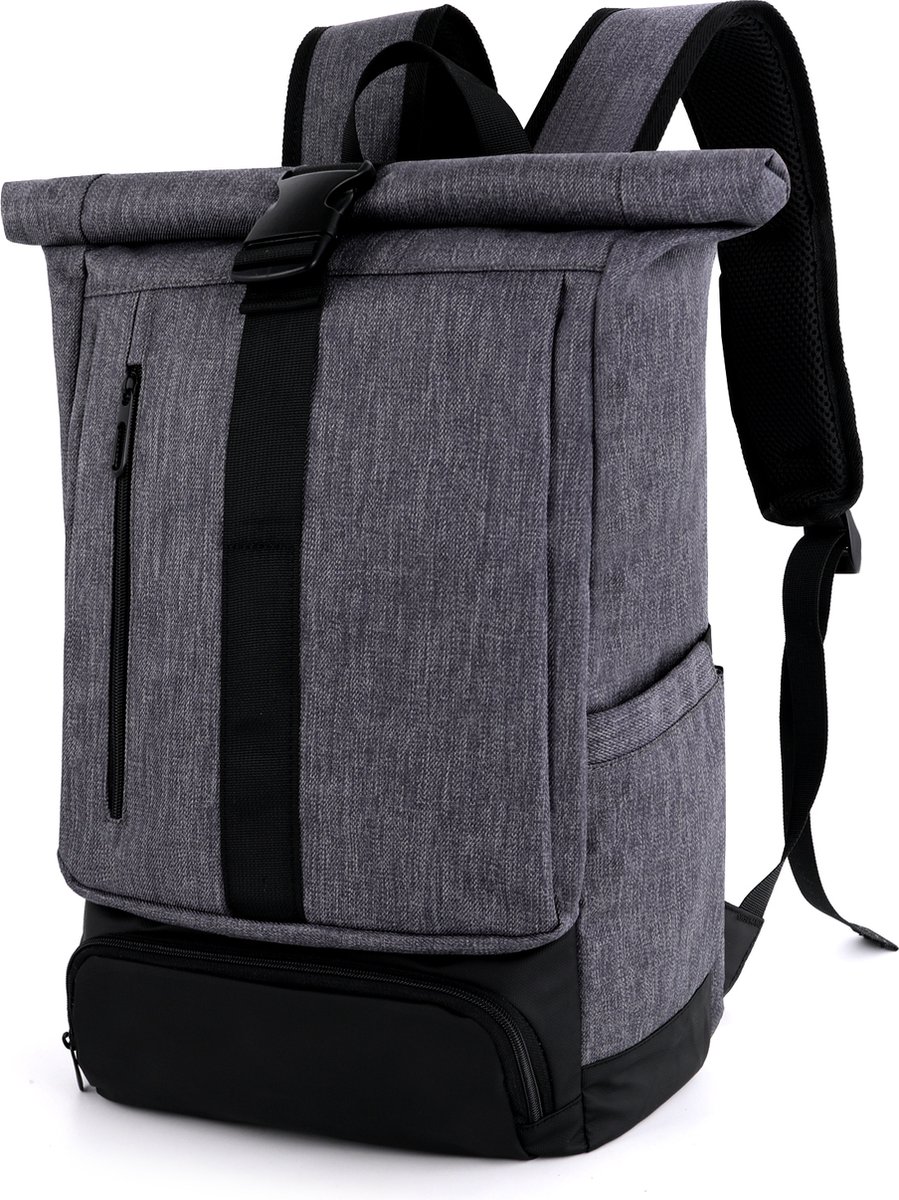 FASSIONA Rugzak, Rolltop Rugtas - Rugzakken-School met Laptopvak Tot 15,6 Inch Waterdicht - Boekentas - 18 liter