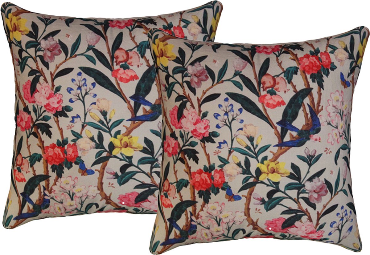 Set van 2 Kussenshoes 45x45cm | Buiten kussenhoezen | kussensloop | sierkussens | cushion cover | katoen | Cotton Canvas digital print