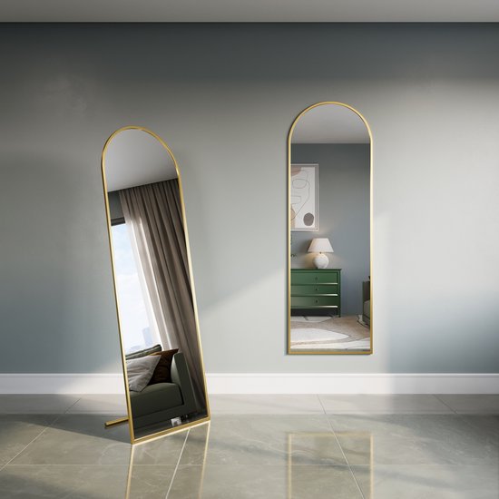 MIROIR SUR PIED OVALE DORÉ 180×60 CM