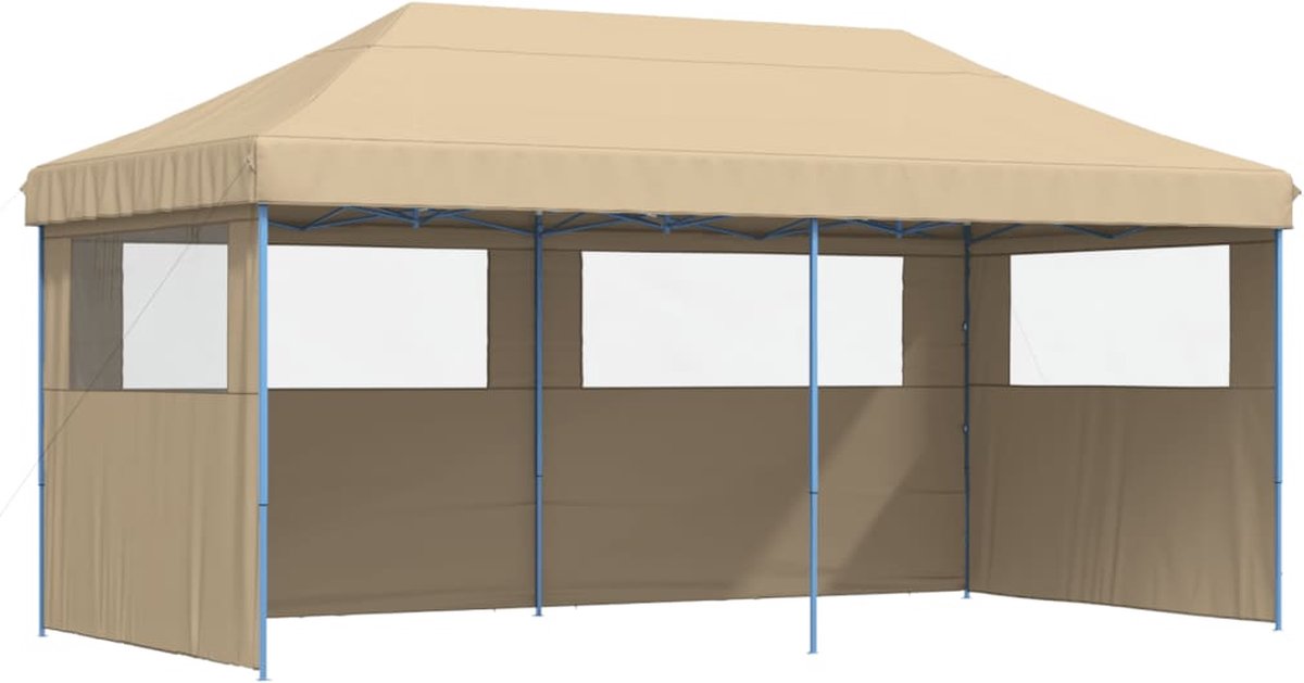 Partytent opvouwbaar - Paviljoen - 3x6 - Easy up - Waterdicht - met Zijwanden - Weerbestendig - Beige