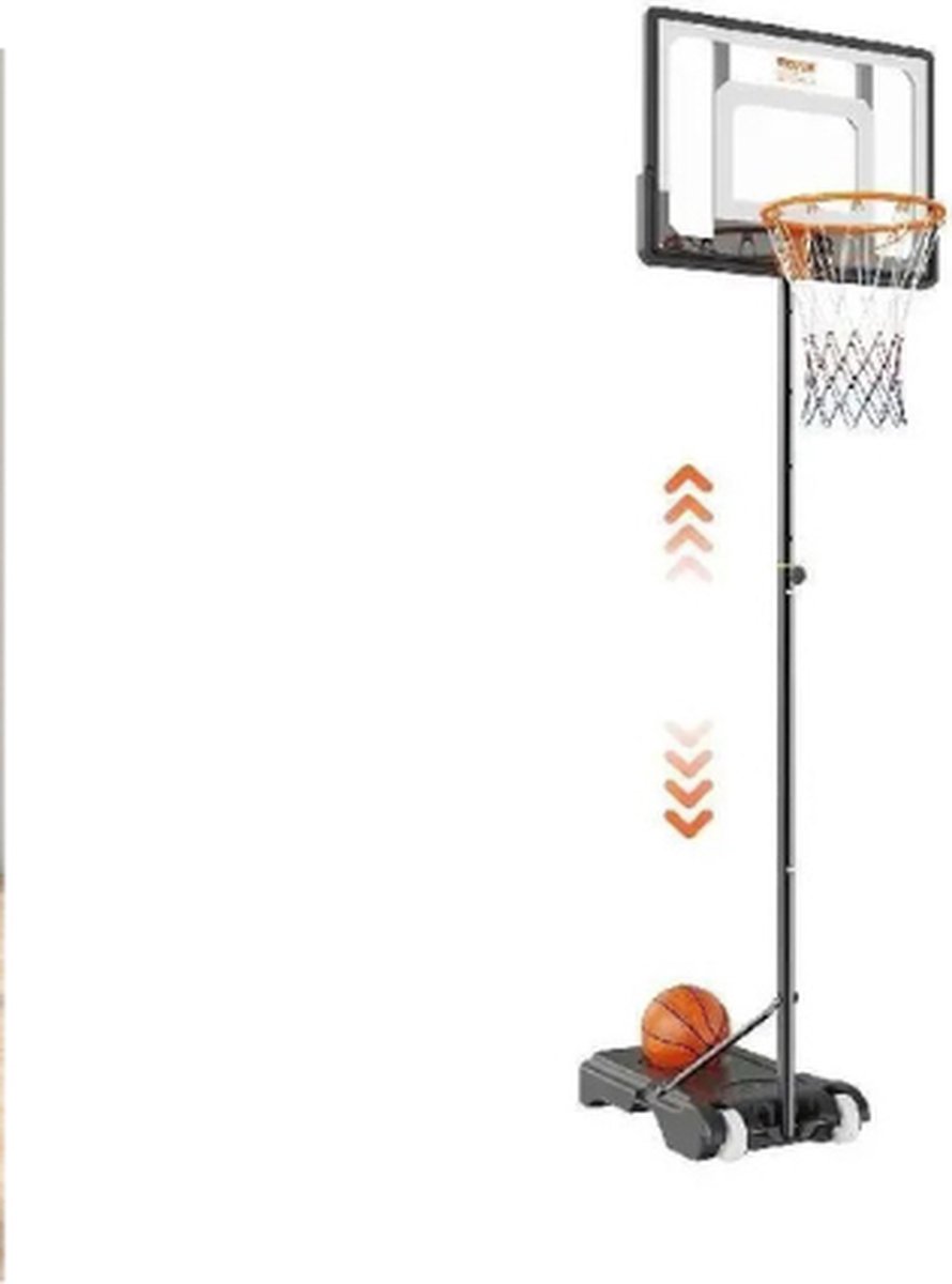 Verstelbaar basketbaldoel, binnen/buiten wandgemonteerde hoepel voor
