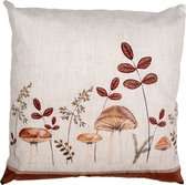 Clayre & Eef Housse de coussin 45x45 cm Beige Polyester Champignons