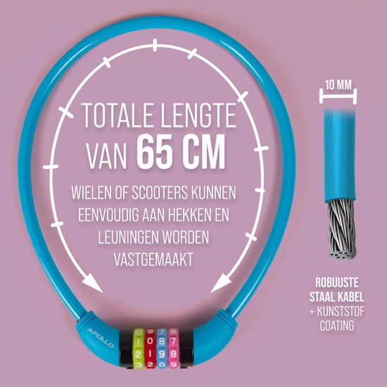 Cadenas à Combinaison Apollo Pour Enfants - Antivol Léger Pour Vélo, Trottinette Et Draisienne | Câble 65cm - 11
