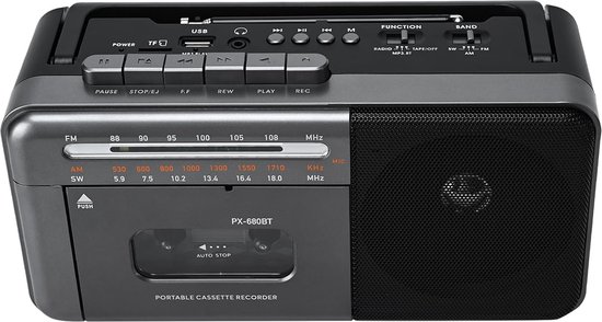 Draagbare Cassette Speler Recorder Met Bluetooth, AM FM SW Radio En USB