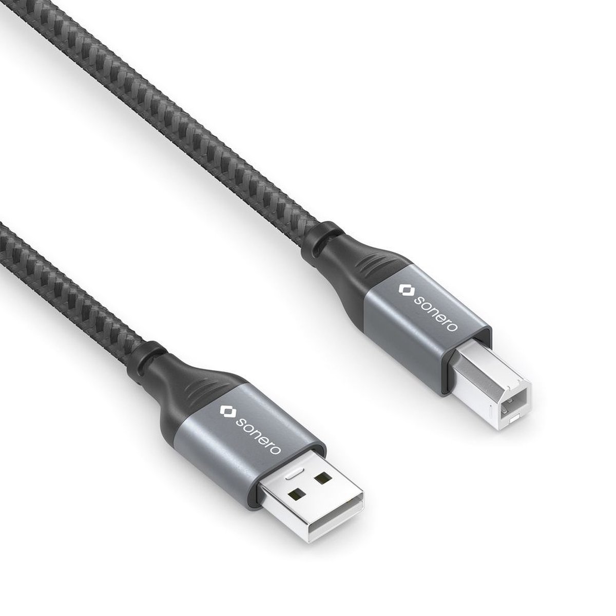 sonero SPC-U010-020 USB-kabel USB 2.0 2 m USB A USB B Zwart, Grijs